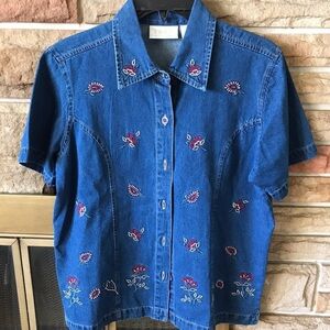 Erika Blue Denim Shirt with Embroidery